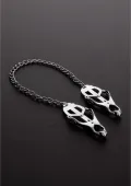 steel zaciski clover na sutki z łańcuszkiem - stal nierdzewna, klasyczny