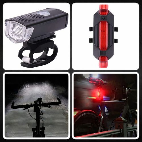 Zestaw Oświetlenia Rowerowego LED z Akumulatorem - Lampka Przednia i Tylna na Arena.pl