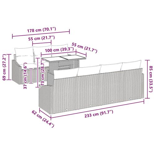 Zestaw Sof na Ogród z przechowywaniem 8 pcs Beżowy Polirattan na Arena.pl