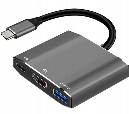 ADAPTER HUB PRZEJŚCIÓWKA USB 3.0 HDMI 4K 60Hz USB-C 100W 5A POWER DELIVERY na Arena.pl