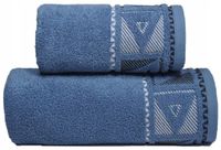 Ręcznik Yolo 50x90 Greno denim geometryczny trójkąty granatowy