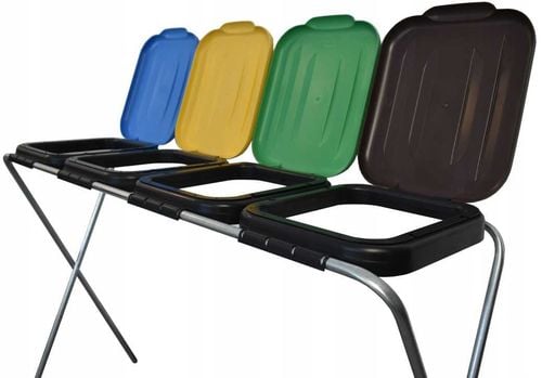 stojak do segregacji odpadów (4-stanowiskowy) niebieski, zielony, brązowy na Arena.pl