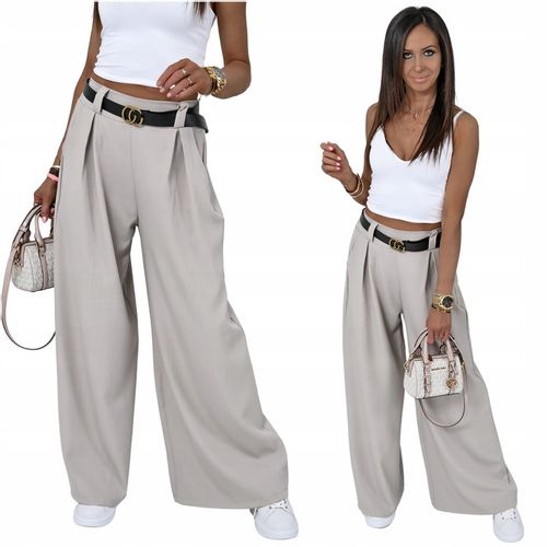 MODNE SPODNIE Z SZEROKĄ NOGAWKĄ I PASKIEM MICHELL! WZ.1 na Arena.pl