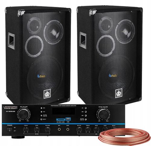 KOLUMNY ESTRADOWE 800W WZMACNIACZ BT USB 5 KANAŁÓW na Arena.pl