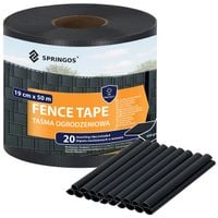 Taśma ogrodzeniowa 19 cm x 50 m osłona na ogrodzenia panelowe + klipsy montażowe 20 szt. antracyt