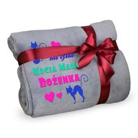 DUŻY CIEPŁY KOC 160 x 200 PREZENT dla niej dla wielbicielki kotów +HAFT