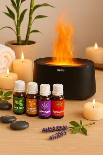 Dyfuzor Zapachowy LED Kominek 250ml + 12 Olejków | Nawilżacz Powietrza na Arena.pl