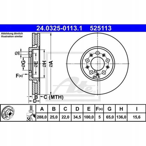 TARCZA HAM PRZOD 288X25 V POWER DISC ATE na Arena.pl