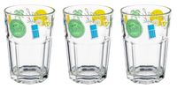 Szklana wysoka TROPIC 380 ml 3 sztuki kolorowy nadruk woda drinki soki koktajle