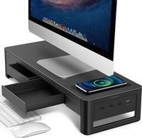 Stojak na monitor 3w1 z 2 szufladami organizer biurkowy z półką na monitor