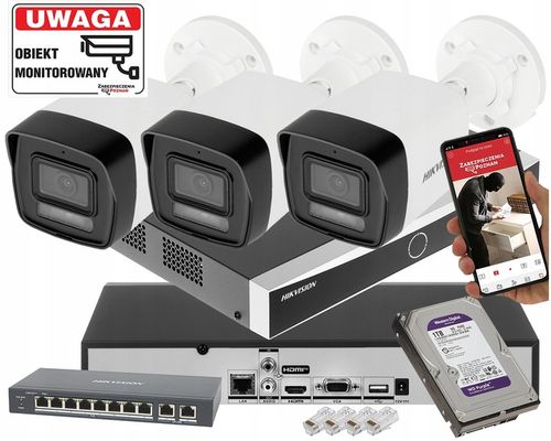 System monitoringu IP do rozbudowy Hikvision 3x DS-2CD1043G2-LIU 4Mpx na Arena.pl