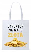Dla Dyrektora Na Prezent Torba Eco Biała Shopper Z Nadrukiem Ze Zdjęciem