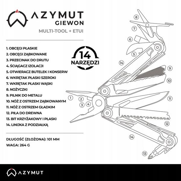 MULTITOOL AZYMUT GIEWON 14 NARZĘDZI + KABURA zdjęcie 7