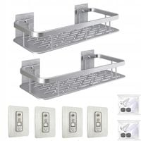 2 SZT PÓŁKA WISZĄCA SAMOPRZYLEPNA SREBNA ŚCIENNA ŁAZIENKOWA POD