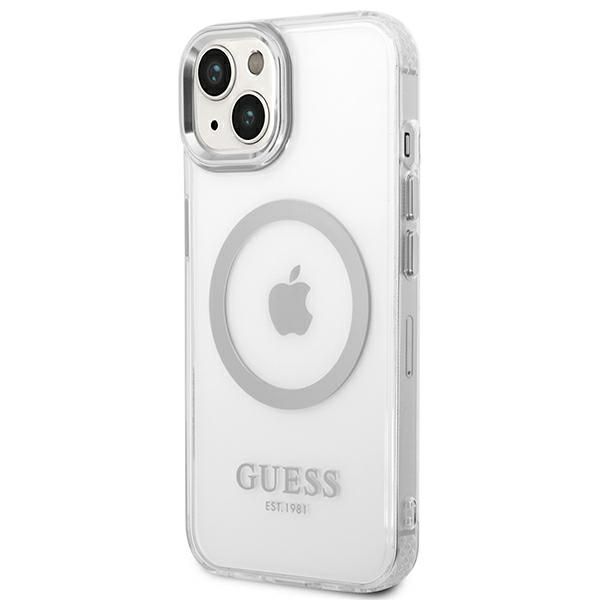 Etui Guess do iPhone 15 Plus, iPhone 14 Plus, Srebrny, MagSafe zdjęcie 2