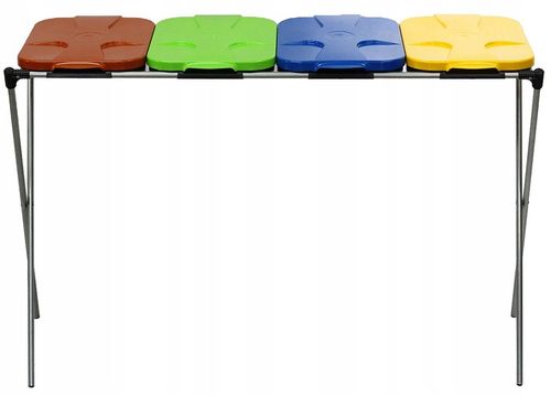 STOJAK KOSZ 4 STANOWISKA DO SEGREGACJI ŚMIECI KOSZ NA ŚMIECI STELAŻ KOSZE na Arena.pl