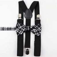 SZELKI męskie czarne i MUCHA męska czarna w kratkę