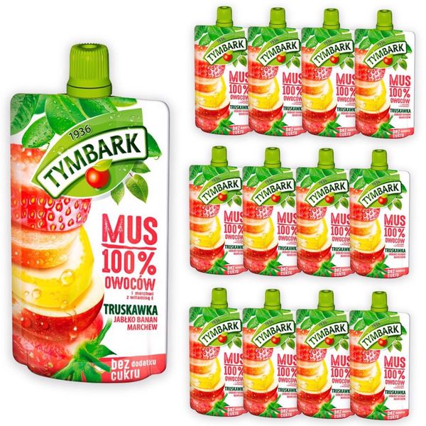 Tymbark Mus 100% truskawka jabłko banan marchew 120 g x 12 sztuk zdjęcie 1