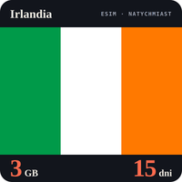 Karta eSIM Internet Irlandia 3 GB na 15 dni - bez rejestracji