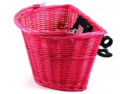 Koszyk rowerowy na klip - wiklinowy - różowy