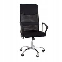 Fotel biurowy obrotowy regulowany czarny WYGODNY wysokie oparcie chrom L526