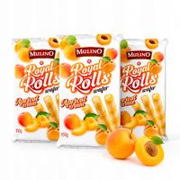 Rurki waflowe Mulino Royal Rolls Hazelnut 3x150g o smaku morelowym