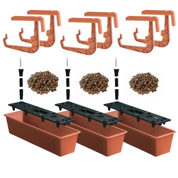 3x Skrzynka balkonowa z nawadnianiem IS6CAN + Uchwyty, keramzyt zdjęcie 1
