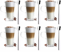 SZKLANKI TERMICZNE KUBKI KAWY LATTE CAPPUCINO HERBATY ŁYŻECZKI DŁUGIE