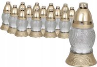 SZKLANE Znicze na grób 15szt Znicz DUŻY biały lampion 16cm z WKŁADEM Zestaw