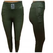 SPODNIE PARROT EKO SKÓRA WYSOKI STAN OLIWKOWE Z KIESZENIAMI MIEGO XL/2XL