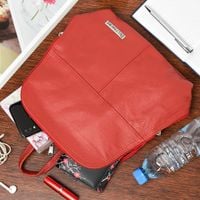 Plecak skórzany czerwona torebka elegancka poręczna Beltimore 021