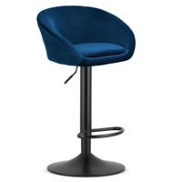 Hoker tapicerowany granatowy na czarnej bazie wygodny i stylowy bar