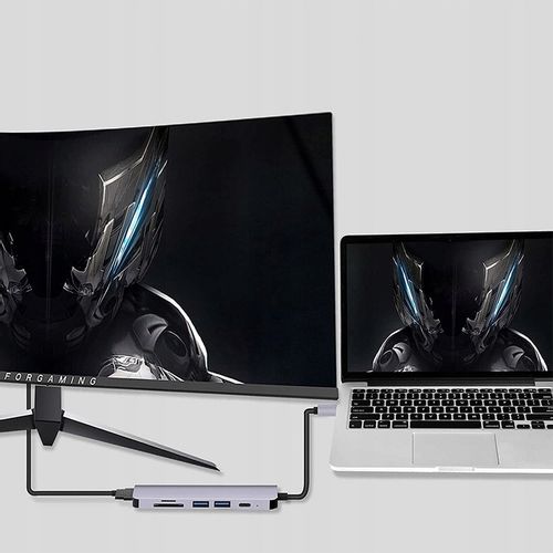 ADAPTER PRZEJŚCIÓWKA 6w1 HUB USB-C HDMI 4K SD do MACBOOK AIR PRO LAPTOPA PC na Arena.pl