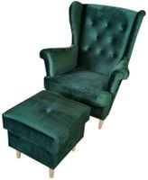 Fotel uszak z podłokietnikami i podnóżkiem styl skandynawski SN-0029