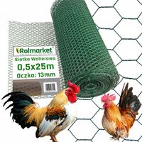 Siatka Sześciokątna dla Kur Królików 13mm 0,5x25m Woliery Metal Wolierowa
