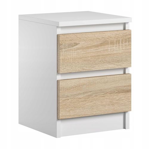 Szafka Nocna Do Sypialni 2 Szuflady Stolik Do Łóżka Pari 2 Biały Mat Sonoma na Arena.pl