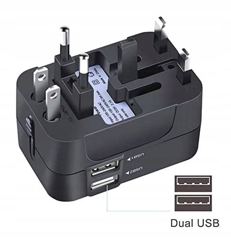 Uniwersalny Adapter Zasilania Przejściówka PL Na Cały Świat z 2x USB na Arena.pl