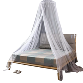 Moskitiera Wisząca na Łóżko Biała Baldachim Montaż Bez Wiercenia Kopuła