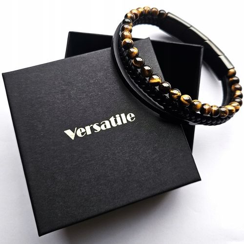 Bransoletka męska REGULOWANA 20-23CM TYGRYSIE OKO SKÓRA JAKOŚĆ VERSATILE na Arena.pl