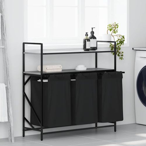 Kosz na pranie 3 przegrody z półkami, szary dąb sonoma na Arena.pl