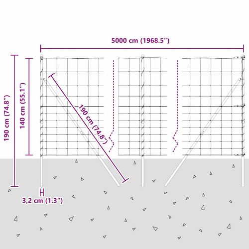 Ogrodzenie pastwiskowe Srebrny 50 x 1.4 m Stal galwanizowana na Arena.pl