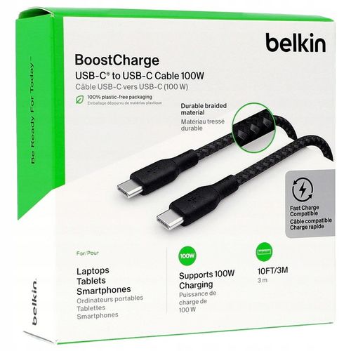 Belkin - Kabel Boost - USB-C do USB-C PD, 5A 100W, z oplotem nylonowym, 3 m na Arena.pl