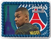 PROSTOKĄTNY OPŁATEK NA TORT A4 20x29CM - KYLIAN MBAPPE + IMIĘ