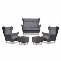 Zestaw wypoczynkowy ARI DUO sofa fotele pufy Family Meble szaro - szary