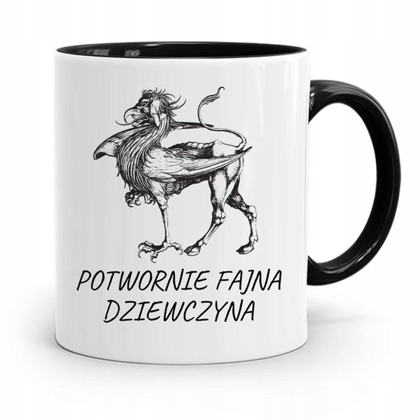 Kubek Czarny Dla Dziewczyny Potwornie Fajna Z Nadrukiem Ze Zdjęciem zdjęcie 1