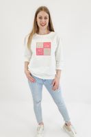 Biała Bluza Damska z Aplikacją L/XL