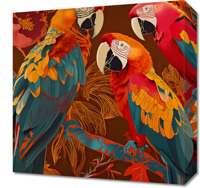 Obraz 40x40cm Kolorowe Ary zdjęcie 1