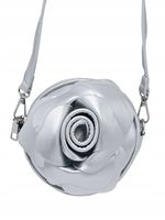 Erick Style torebka listonoszka skóra ekologiczna kwiatek 3D srebrny H1232