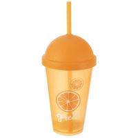 Kubek Plastikowy z Pokrywką Słomką do Picia Napojów Wody Drinków 450 ml