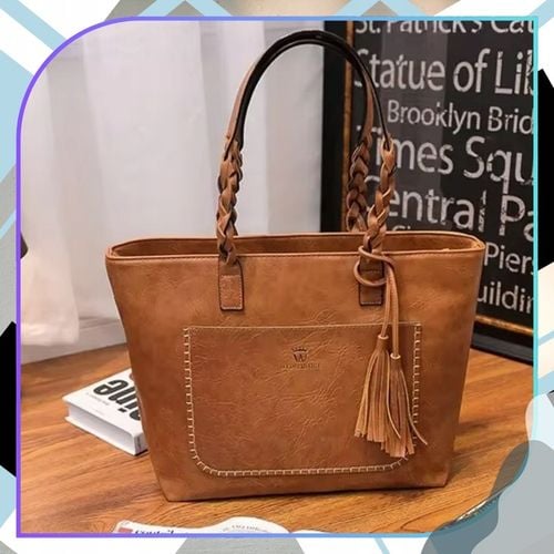 Damska Torebka A4 SHOPPER duża pojemna klasyczna skórzana brązowa eko skóra na Arena.pl